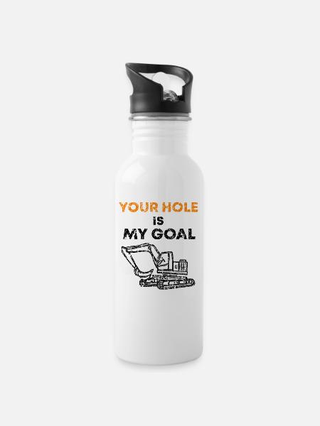 Baggerfahrer Bagger Spruch - Trinkflasche mit integriertem Trinkhalm - Weiß