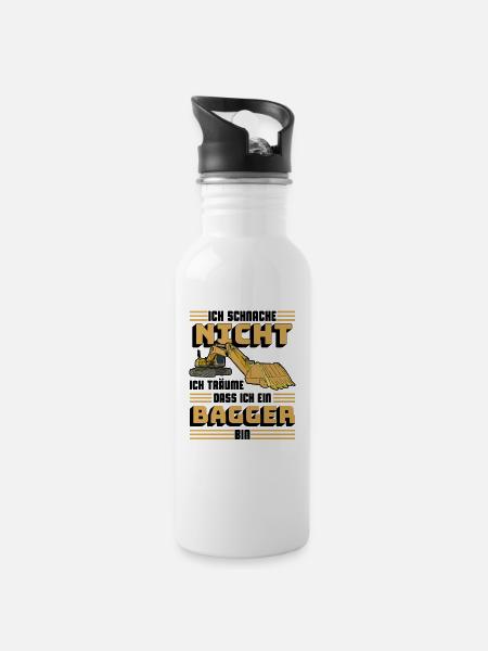 Bagger - Trinkflasche mit integriertem Trinkhalm - Weiß