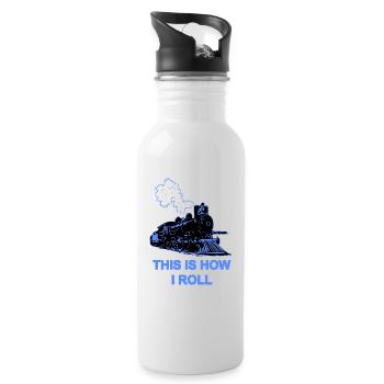 Bahnfahrer Lokführer Bahn Spruch Geschenk - Trinkflasche mit integriertem Trinkhalm - Weiß - Rechts