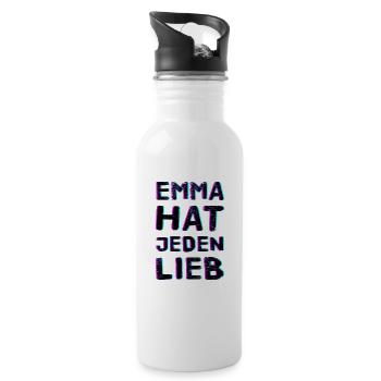 Anti Nazi Techno Spruch - Trinkflasche mit integriertem Trinkhalm - Weiß - Rechts