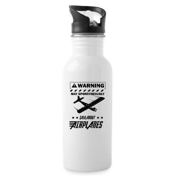 Pilot Piloten Flugzeug Geschenkidee - Trinkflasche mit integriertem Trinkhalm - Weiß - Rechts