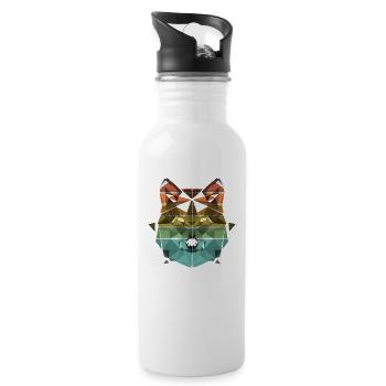 Wolf Gesicht Wölfe Geschenk - Trinkflasche mit integriertem Trinkhalm - Weiß - Rechts