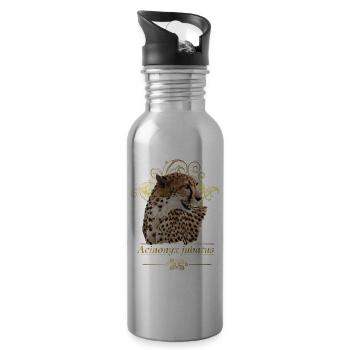 cheetah - Water bottle with straw - silver - Right
