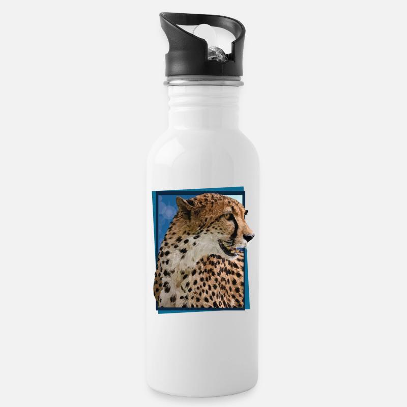 Gepard - Trinkflasche mit integriertem Trinkhalm - Weiß