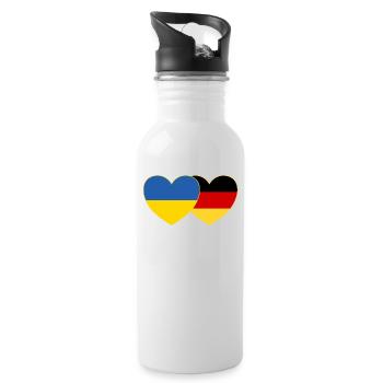 Ukraine Germany Heart Flag - Water bottle with straw - white - Right