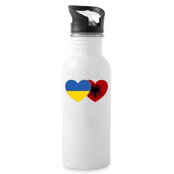 Ukraine Albanien Herz Flagge - Trinkflasche mit integriertem Trinkhalm - Weiß - Rechts