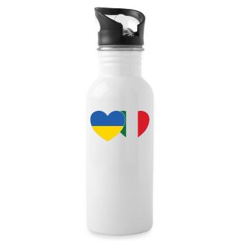Ukraine Italien Herz Flagge - Trinkflasche mit integriertem Trinkhalm - Weiß - Rechts