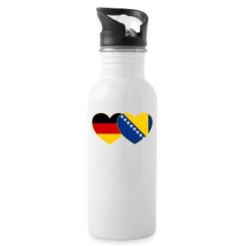 Deutschland Bosnien Flagge Herz - Trinkflasche mit integriertem Trinkhalm - Weiß - Rechts