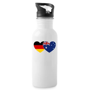 Germany Australia Flag Heart - Water bottle with straw - white - Right