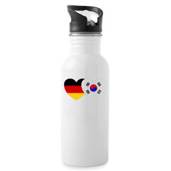 Allemagne Corée du Sud Drapeau Coeur - Gourde avec paille intégrée - blanc - Droite