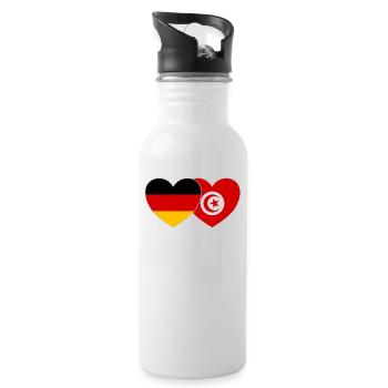 Allemagne Tunisie Drapeau Coeur - Gourde avec paille intégrée - blanc - Droite