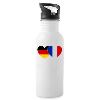 Allemagne France Drapeau Cœur - Gourde avec paille intégrée - blanc - Droite