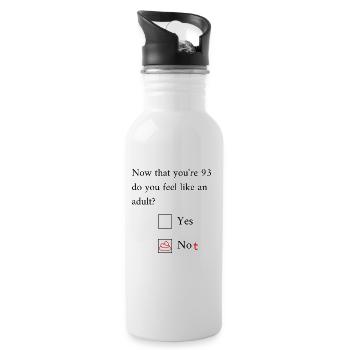 Funny 93rd Birthday Birthday Celebrant Happy Bday - Water bottle with straw - white - Right