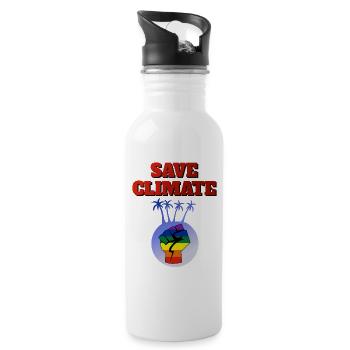 save climate Climate Energy Environment Environmental protection bi - Water bottle with straw - white - Right