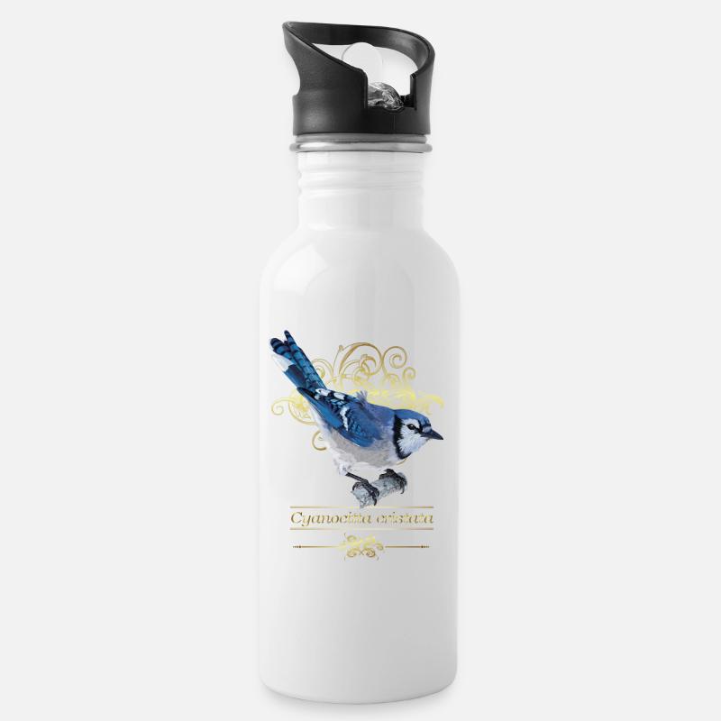 Blue Chara - Water bottle with straw - white