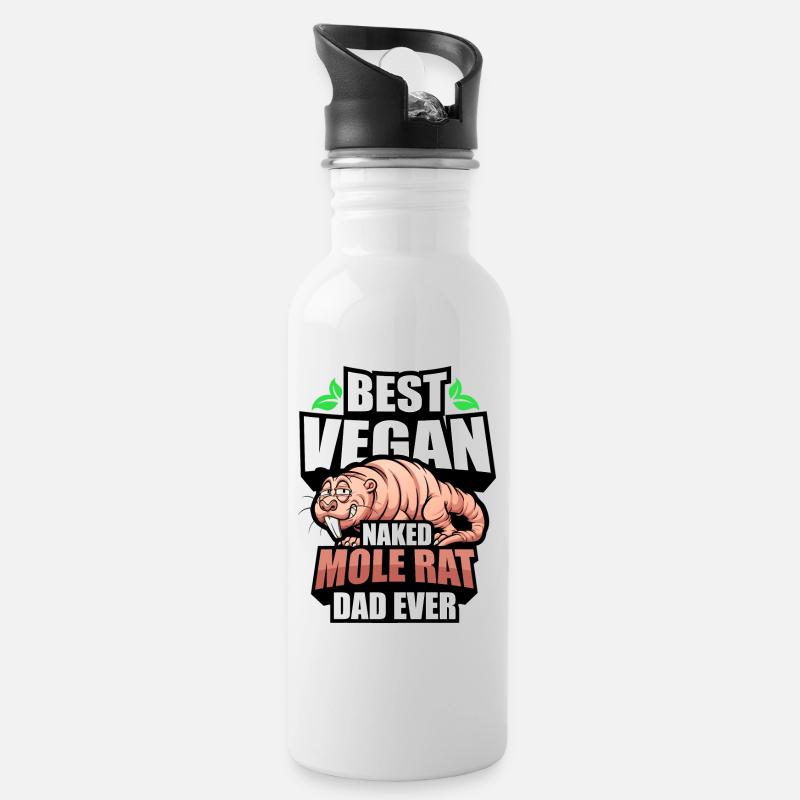 Naked mole rat vegan - Water bottle with straw - white