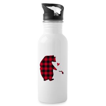 Single Mom Bear - Water bottle with straw - white - Right