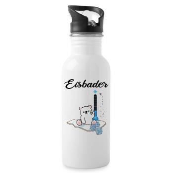 Eisbader "Winterschwimmer Eisbär" Eisbaden - Trinkflasche mit integriertem Trinkhalm - Weiß - Rechts