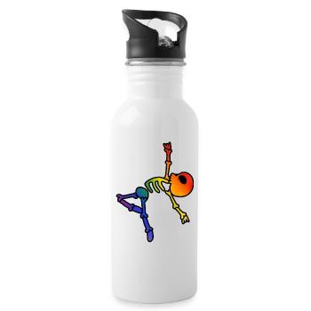 Dancing Skeletons Rainbow LGBT Pride Month - Water bottle with straw - white - Right