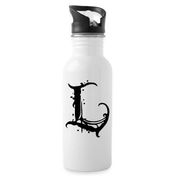 L - Trinkflasche mit integriertem Trinkhalm - Weiß - Rechts