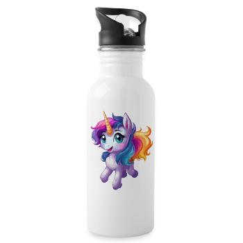 Cute unicorn design - Water bottle with straw - white - Right