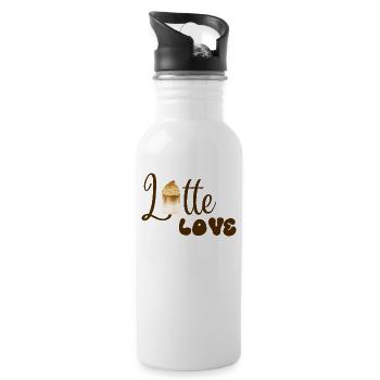 Latte Love - Liebe zur Kaffee - Trinkflasche mit integriertem Trinkhalm - Weiß - Rechts