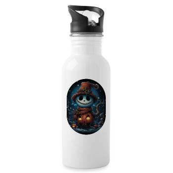 James der freundliche Halloween Schneemann - Trinkflasche mit integriertem Trinkhalm - Weiß - Rechts