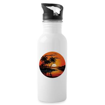 Coucher de soleil tropical - Gourde avec paille intégrée - blanc - Droite