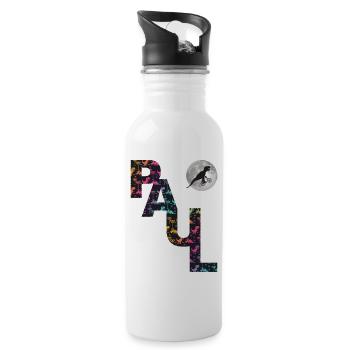 PAUL - Beautiful boy name with dinosaur - Water bottle with straw - white - Right
