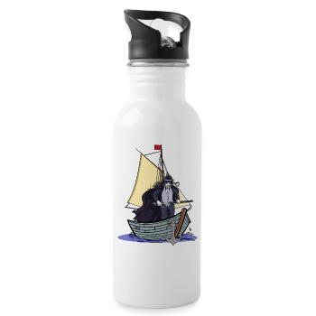 Horror Halloween Boat Warrior Fighter Sword - Water bottle with straw - white - Right