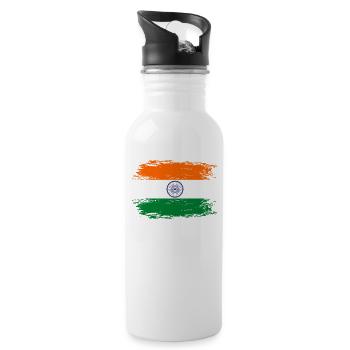 Drapeau de l’Inde aspect utilisé - Gourde avec paille intégrée - blanc - Droite