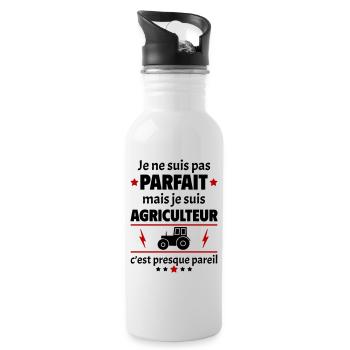 Pas parfait mais agriculteur, fête des pères, noël - Gourde avec paille intégrée - blanc - Droite