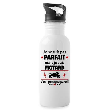 Pas parfait mais motard, fête des pères, noël - Gourde avec paille intégrée - blanc - Droite