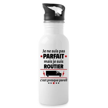 Pas parfait mais routier, fête des pères, noël - Gourde avec paille intégrée - blanc - Droite