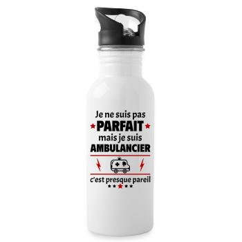 Pas parfait mais ambulancier, fête des pères, noël - Gourde avec paille intégrée - blanc - Droite