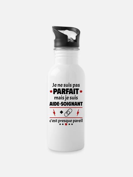 Pas parfait mais aide-soignant,fête des pères,noël - Gourde avec paille intégrée - blanc