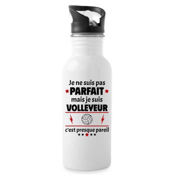 Pas parfait mais volleyeur, fête des pères, noël - Gourde avec paille intégrée - blanc - Droite