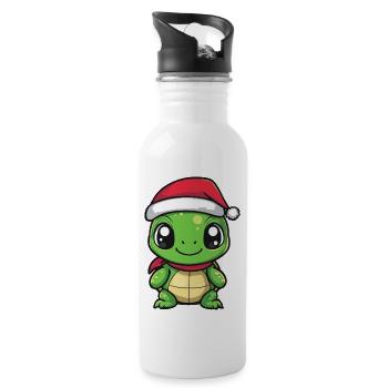 Turtle Christmas - Water bottle with straw - white - Right