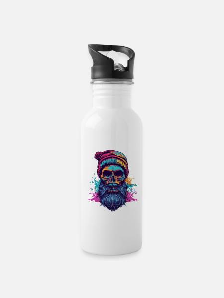 Lumberjack Skull - Water bottle with straw - white