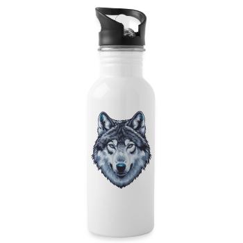 Loup - Gourde avec paille intégrée - blanc - Droite