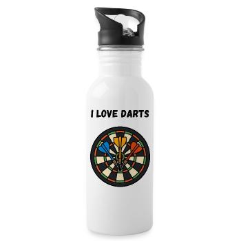Kunstvolles Dartboard Motiv - Trinkflasche mit integriertem Trinkhalm - Weiß - Rechts