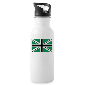 Union Jack | black-white-green | Flag flag - Water bottle with straw - white - Right