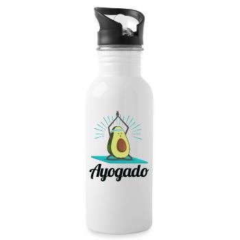 Ayogado | Yoga Avocado - Trinkflasche mit integriertem Trinkhalm - Weiß - Rechts