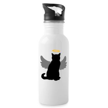 Angel cat with wings and halo! - Water bottle with straw - white - Right