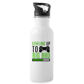 Großer Bruder Level Up Brüder Familie Neugeborenes - Trinkflasche mit integriertem Trinkhalm - Weiß - Rechts