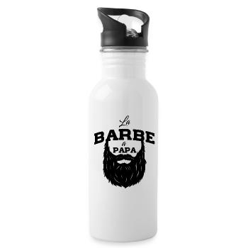 cotton candy, bearded, hipster, Father's Day - Water bottle with straw - white - Right
