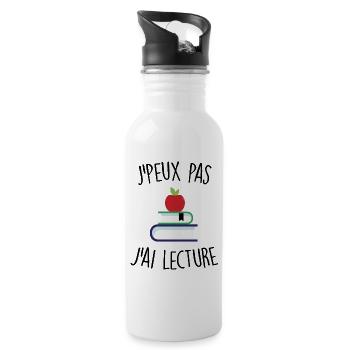 J'peux pas j'ai lecture - Gourde avec paille intégrée - blanc - Droite
