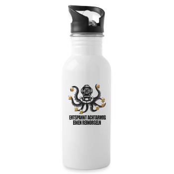 Achtarmig Reinorgeln Octopus Bier Party Sauf - Trinkflasche mit integriertem Trinkhalm - Weiß - Rechts