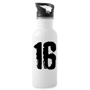 16 Zahl Trikot - Trinkflasche mit integriertem Trinkhalm - Weiß - Rechts