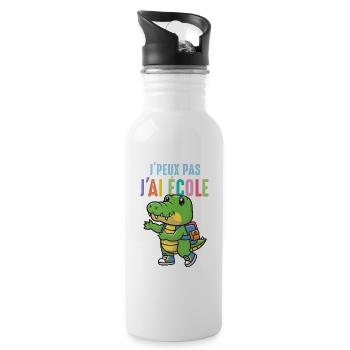 J'peux Pas J ai École crocodile rentrée des classe - Gourde avec paille intégrée - blanc - Droite